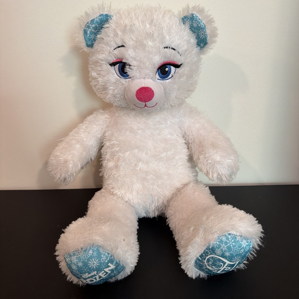 Frozen Build A Bear BAB Sparkly White Teddy Bear 16" Plush